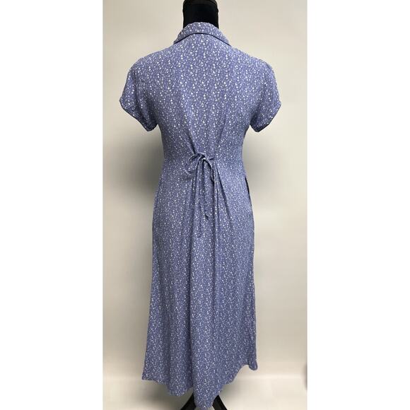 April Cornell Vintage 90s Purple Floral Maxi Dress Womens Small Back Tie Grunge - Picture 5 of 13